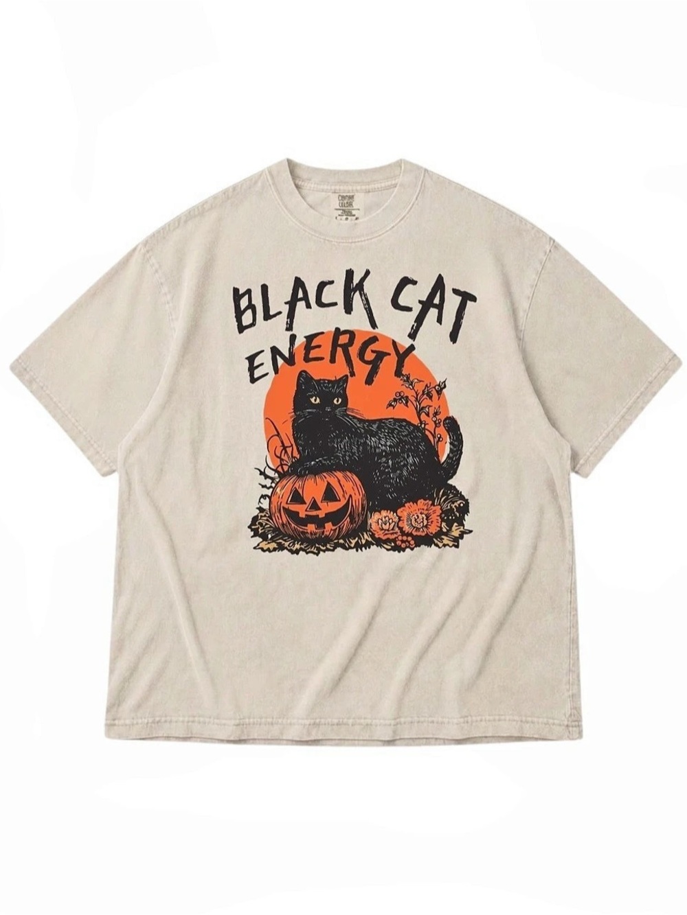 Comfort Colors Black Cat Graphic Short Sleeve Tee in Ivory